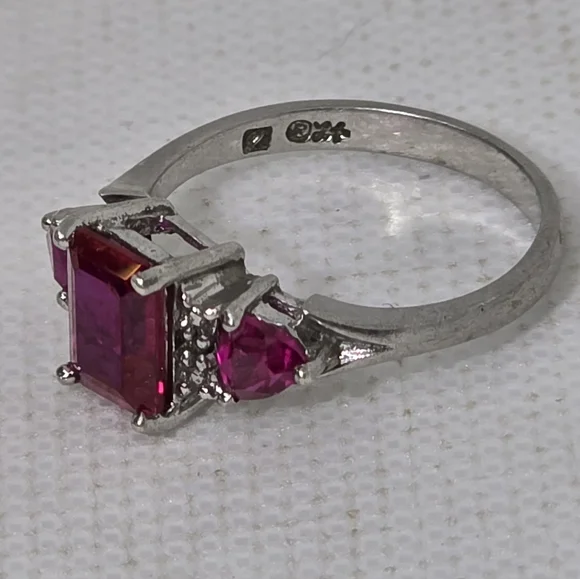 Zales Gorgeous Genuine Ruby Trilogy Ring - Picture 3 of 7